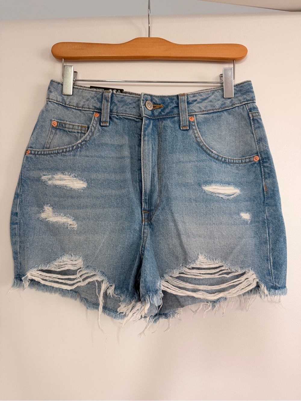 Divided Light Wash Distressed Denim Shorts